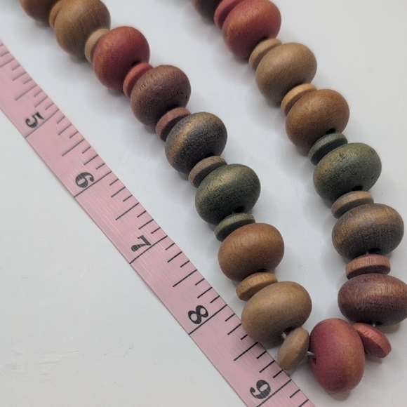 Earthy Colorful Natural Material / Wood beaded Necklace - Picture 5 of 5